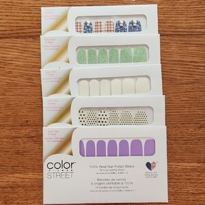 Color Street Nail Polish Strips - Purple, Green, White, Blue